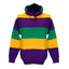 Adult Mardi Gras Unisex Purple, Yellow, & Green Paneled Sweat Shirt Hoodie with Draw Strings - Mardi Gras Apparel