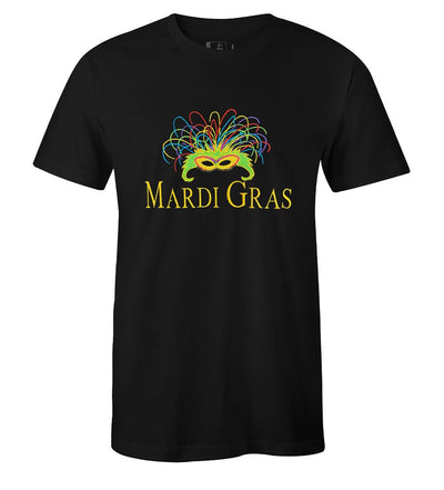 Embroidered Mardi Gras New Orleans Black Mask T-Shirt - Mardi Gras Apparel