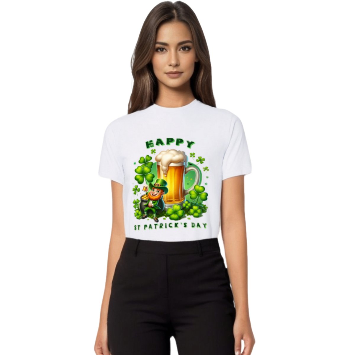 Happy St. Patrick's Day Leprechaun & Shamrock T-Shirt - Mardi Gras Apparel