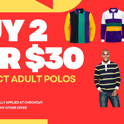 Mix & Match Select Polos Buy 2 for $30 - Mardi Gras Apparel