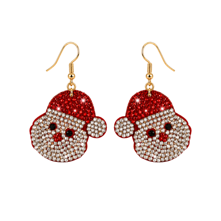 Rhinestone Santa Claus Christmas Drop Earrings