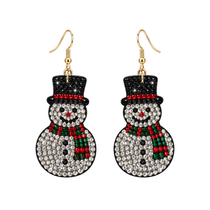 Rhinestone Snowman Christmas Drop Earrings
