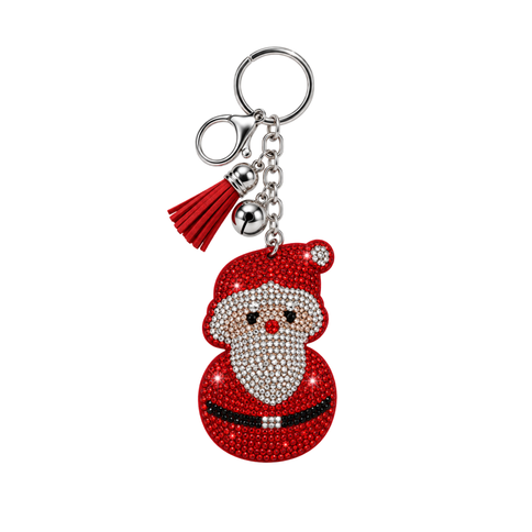 Rhinestone Santa Claus Christmas Keychain