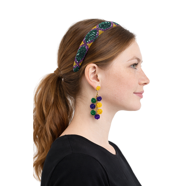 Mardi Gras Beaded Purple Headband