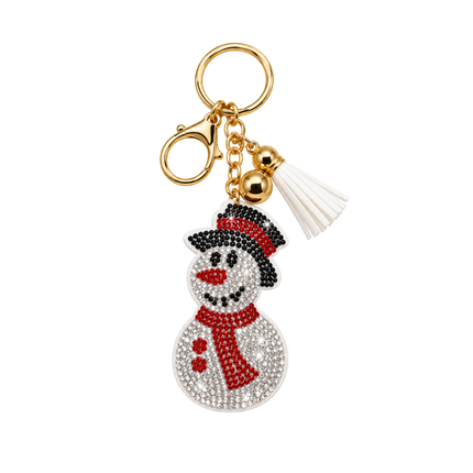 Rhinestone Snowman Christmas Keychain