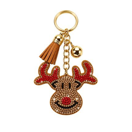 Rhinestone Reindeer Christmas Keychain