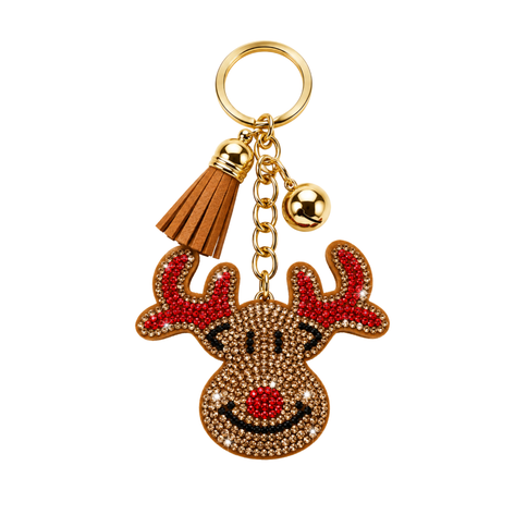 Rhinestone Reindeer Christmas Keychain
