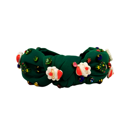 Christmas Embellished Knot Headband Green