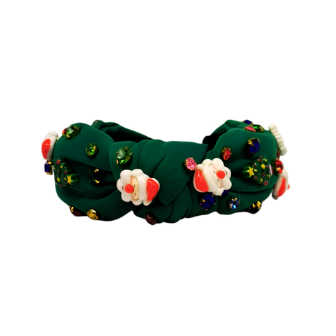 Christmas Embellished Knot Headband Green