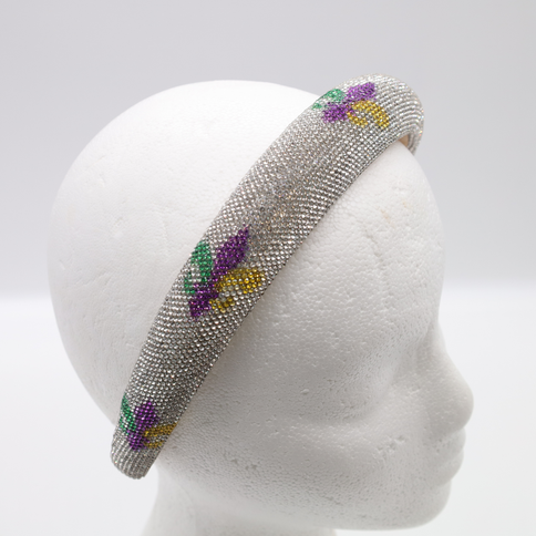 Mardi Gras Silver Rhinestone Headband