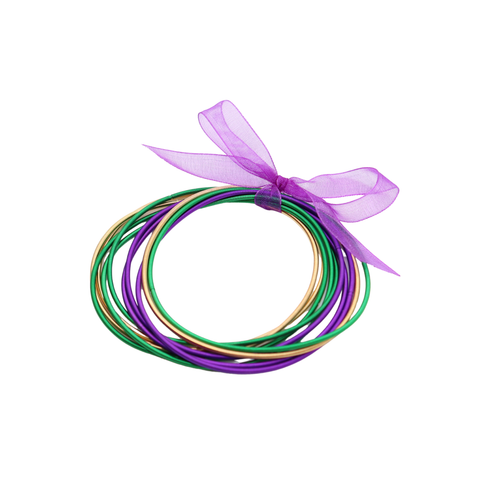Mardi Gras Bangle Bracelet Set