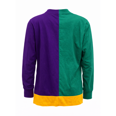 Mardi Gras Color Block Sweater Cardigan Purple Green Gold