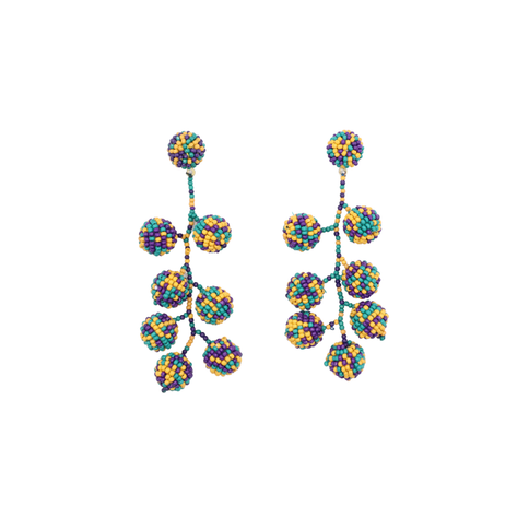 Mardi Gras Beaded Drop Earrings