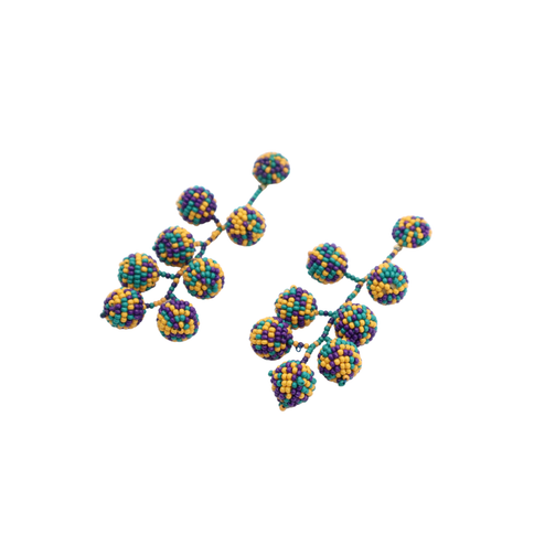 Mardi Gras Beaded Drop Earrings