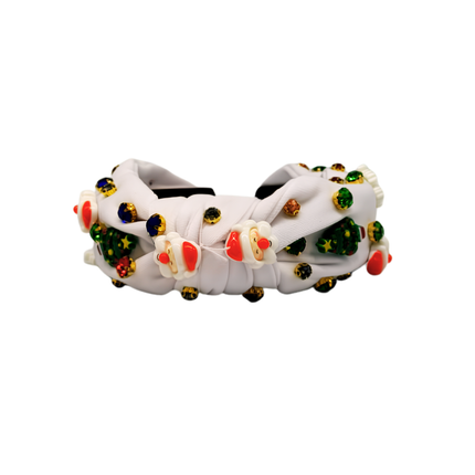 Christmas Embellished Knot Headband White