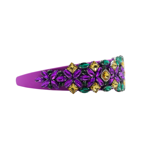 Mardi Gras Purple Floral Rhinestone Headband