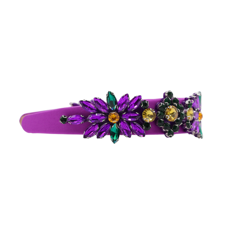Mardi Gras Purple Floral Rhinestone Headband