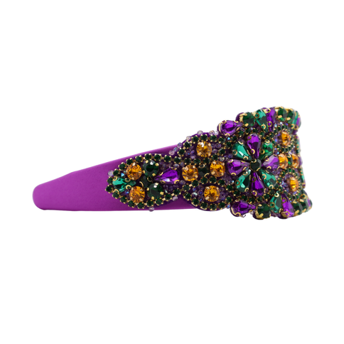 Mardi Gras Purple Gemstone Rhinestone Headband