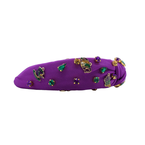 Mardi Gras Beaded Mask Purple Rhinestone Headband