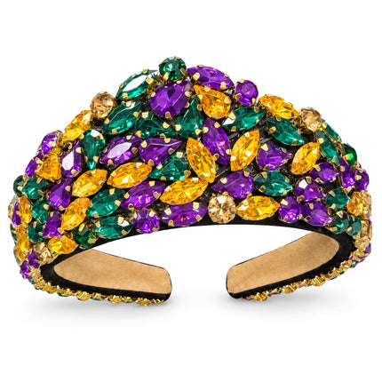 Mardi Gras Jeweled Crown Headband Purple, Green & Gold