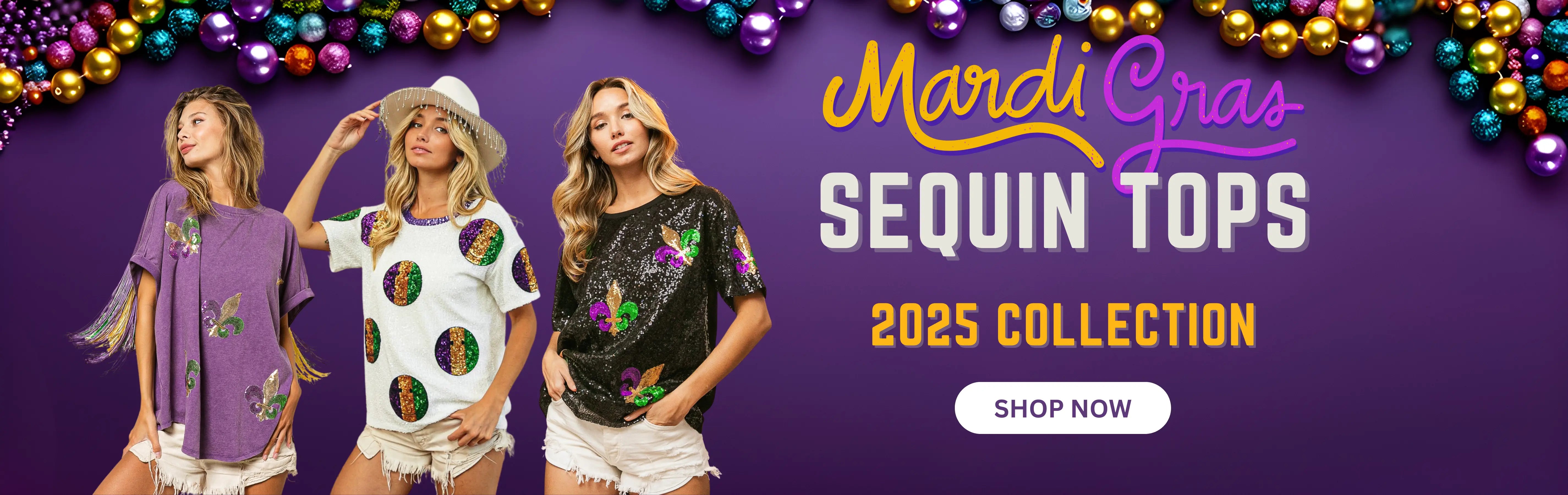 Ladies Shirts & Sequin Tops - Mardi Gras Apparel 2024 - 2025, Mardi Gras Store Near Me, Mardi Gras Accessories 