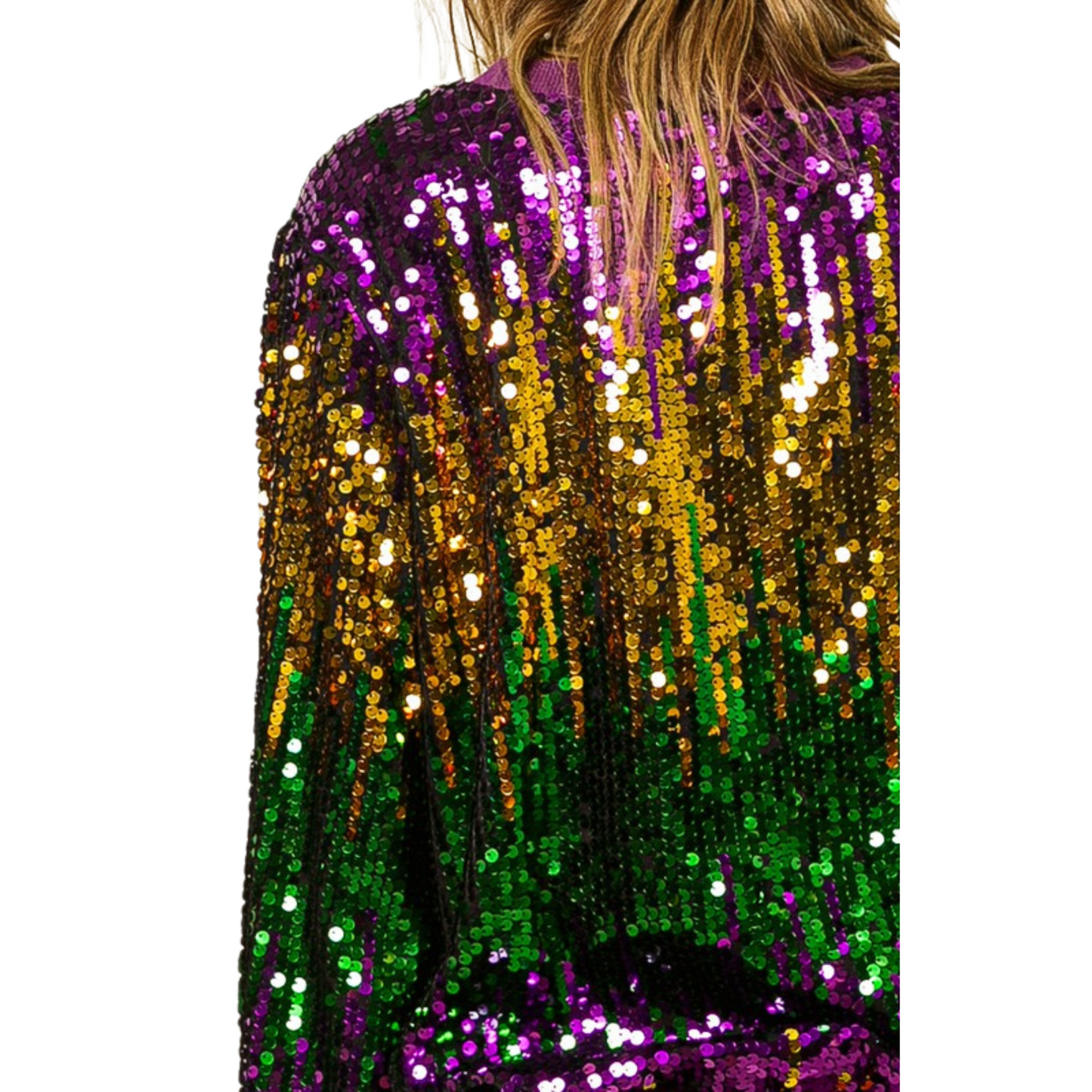 Mardi Gras Sequin Color Block Pullover - Mardi Gras Sequin sweat Shirts