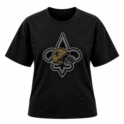 Unisex Rhinestone Fleur de Lis Football T-Shirt