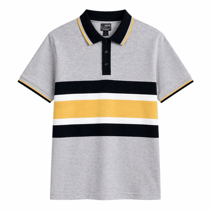 Adult Black & Gold Light Grey Polo - Mardi Gras Apparel - , , - Rugby Polo