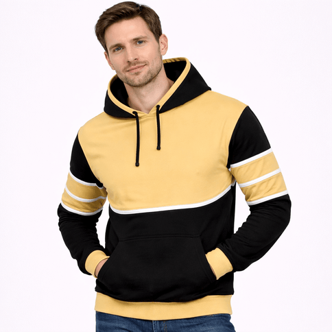 Adult Black & Gold Striped Hoodie - Mardi Gras Apparel - apparel discount tier, Black & Gold, Unisex - Hoodie