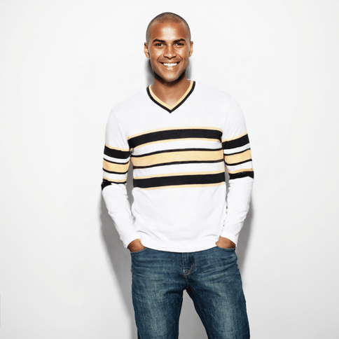 Adult Black & Gold Striped Long Sleeve V - Neck T-Shirt. - Mardi Gras Apparel - apparel discount tier, Black & Gold, Fat Savings 50% Off - Long Sleeve V - Neck