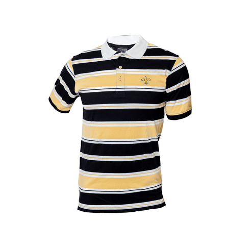 Adult Black & Gold Striped Panel Short Sleeve Polo T-Shirt - Mardi Gras Apparel - apparel discount tier, Black & Gold, Fat Savings 50% Off - Rugby Polo