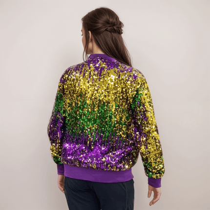 Adult Mardi Gras Multi Color Sequin Jacket - Mardi Gras Apparel - Adult, Gold, Green - Sequin Jacket