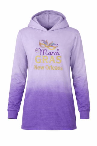 Adult Mardi Gras Ombre Tie - Dye Purple Hoodie - Mardi Gras Apparel - Adult, Adult Unisex, apparel discount tier - Hoodie
