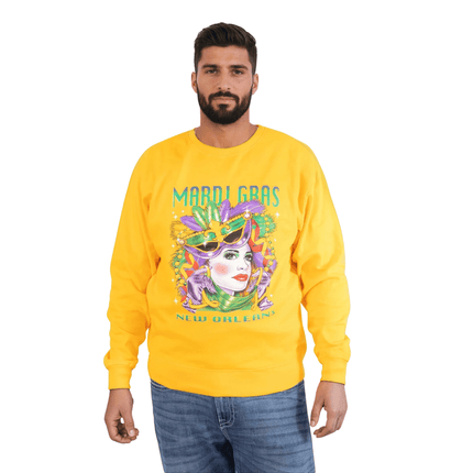 Adult Mardi Gras Pretty Lady Unisex Sweatshirt Gold - Mardi Gras Apparel - Adult, Adult Unisex, Ladies - Sweatshirt