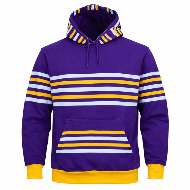 Adult Mardi Gras Purple Hoodie With Regal Stripes - Mardi Gras Apparel - Adult, Adult Unisex, Gold - Hoodie