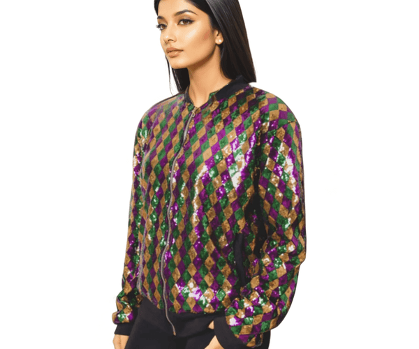 Adult Mardi Gras Sequenced Diamond Jacket - Mardi Gras Apparel Adult Mardi Gras Sequenced Diamond Jacket - Mardi Gras Apparel