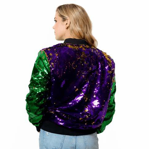 Adult Mardi Gras Sequin Jacket Purple & Green - Mardi Gras Apparel - Adult, apparel discount tier, Green - Sequin Jacket