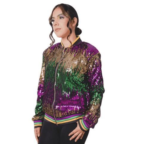 Adult Mardi Gras Sequin Jacket - Mardi Gras Apparel - Adult, Gold, Green - Sequin Jacket