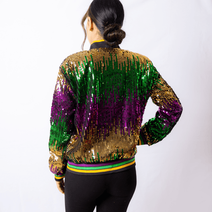 Adult Mardi Gras Sequin Jacket - Mardi Gras Apparel - Adult, Gold, Green - Sequin Jacket