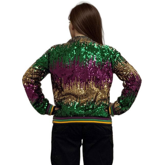 Adult Mardi Gras Sequin Jacket - Mardi Gras Apparel - Adult, Gold, Green - Sequin Jacket