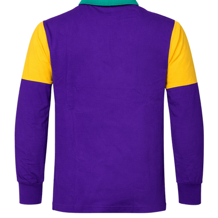 Adult Mardi Gras Unisex Color - Block Chevron Rugby Polo Long Sleeve - Mardi Gras Apparel - Adult Unisex, Button Up, Collared - Rugby Polo