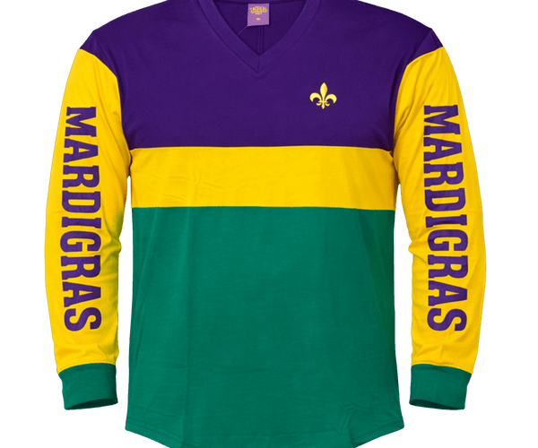 Adult Mardi Gras Color-Block Raglan Long Sleeve Tee - Mardi Gras