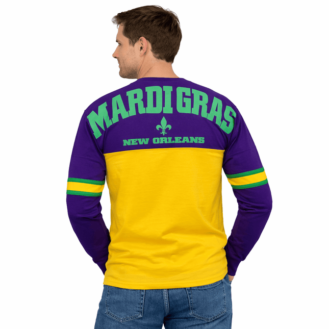Adult Mardi Gras Unisex Long Sleeve Raglan Tee - Mardi Gras Apparel - 100% Cotton, Adult Unisex, apparel discount tier - Raglan Long Sleeve Tee