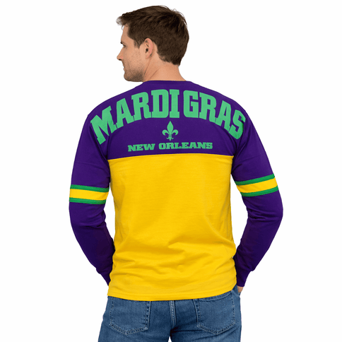 Adult Mardi Gras Unisex Long Sleeve Raglan Tee - Mardi Gras Apparel - 100% Cotton, Adult Unisex, apparel discount tier - Raglan Long Sleeve Tee