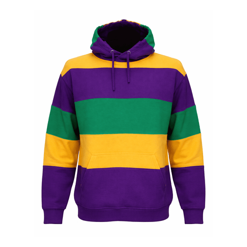 Adult Mardi Gras Unisex Paneled Sweat Shirt Hoodie - Mardi Gras Apparel - Adult Unisex, Draw String, Green - Hoodie