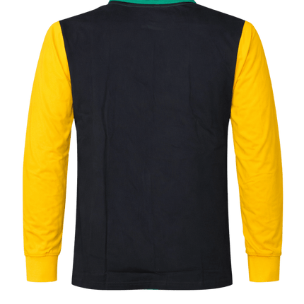 Adult Mardi Gras Vertical Color - Block Long Sleeve Rugby Polo - Mardi Gras Apparel - Adult Unisex, Button Up, Collared - Rugby Polo