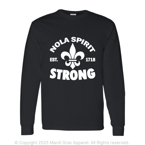 Adult NOLA Spirit Strong Long Sleeve T-Shirt - Mardi Gras Apparel - Adult, New Orleans, NOLA Spirit - Tee - Shirt