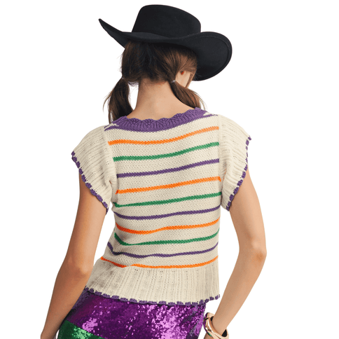 Adult Sunset Carnival Striped Knit Sweater Top - Mardi Gras Apparel - Adult, Ladies, Mardi Gras - Sweater