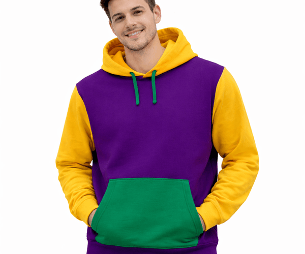 Adult Unisex Mardi Gras 3 Color Hoodie With Pocket - Mardi Gras