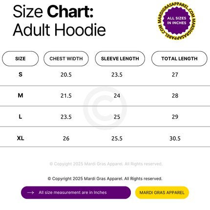 Adult Unisex Mardi Gras Full - Zip Hoodie Black with Purple, Green, and Gold Stripes - Mardi Gras Apparel - Adult Unisex, Green, Hoodie - Hoodie